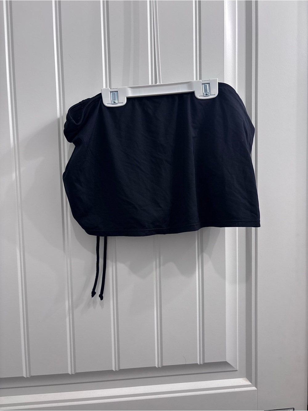 Black Ruched Side Drawstring Mini Skirt Bikini Bottom - Picture 4 of 5